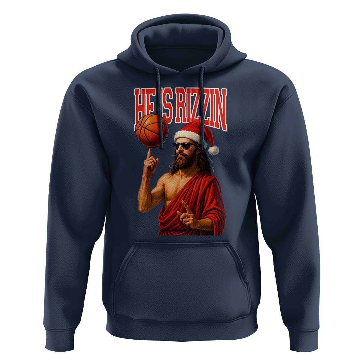 Jesus Basketball Christmas Hoodie He Is Rizzin - Wonder Print Shop