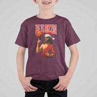 Jesus Basketball Christmas T Shirt For Kid He Is Rizzin - Wonder Print Shop