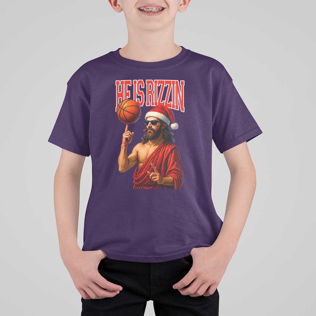 Jesus Basketball Christmas T Shirt For Kid He Is Rizzin - Wonder Print Shop