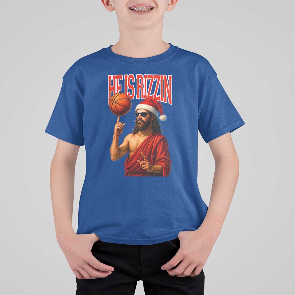 Jesus Basketball Christmas T Shirt For Kid He Is Rizzin - Wonder Print Shop