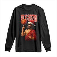 Jesus Basketball Christmas Long Sleeve Shirt He Is Rizzin - Wonder Print Shop