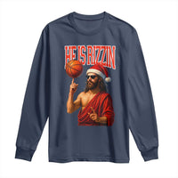 Jesus Basketball Christmas Long Sleeve Shirt He Is Rizzin - Wonder Print Shop