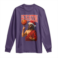 Jesus Basketball Christmas Long Sleeve Shirt He Is Rizzin - Wonder Print Shop