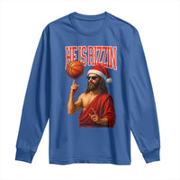 Jesus Basketball Christmas Long Sleeve Shirt He Is Rizzin - Wonder Print Shop
