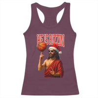 Jesus Basketball Christmas Racerback Tank Top He Is Rizzin - Wonder Print Shop
