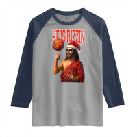 Jesus Basketball Christmas Raglan Shirt He Is Rizzin - Wonder Print Shop
