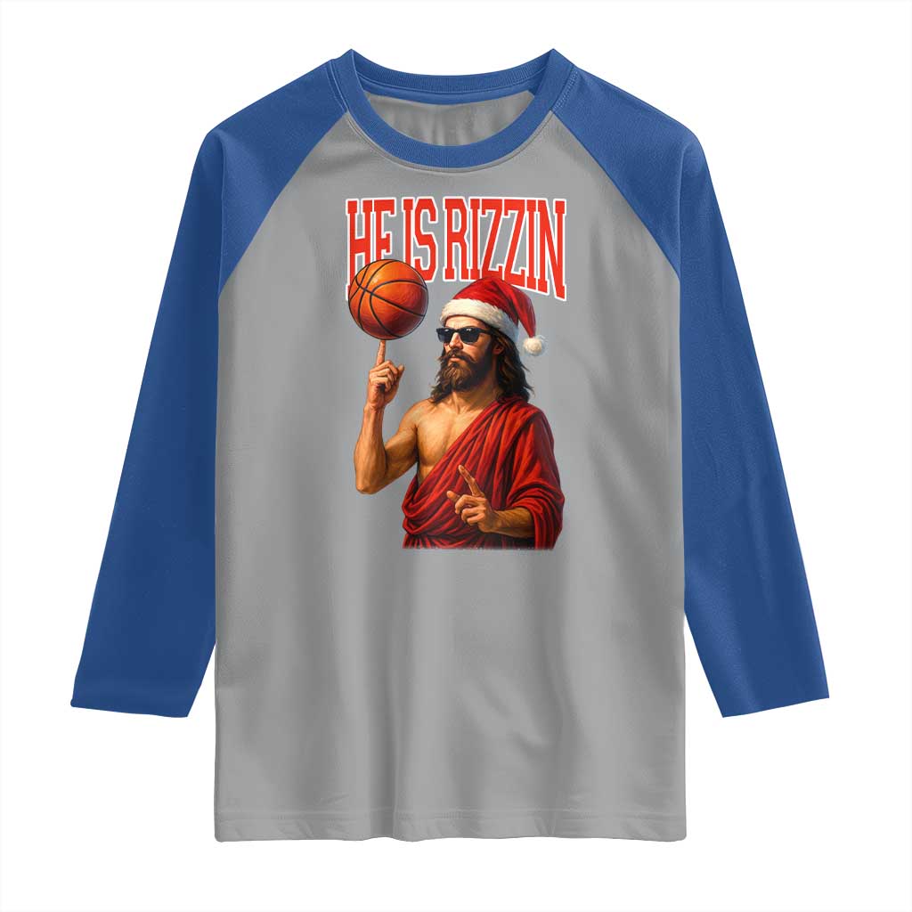 Jesus Basketball Christmas Raglan Shirt He Is Rizzin - Wonder Print Shop