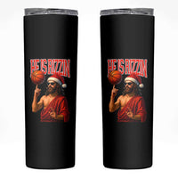 Jesus Basketball Christmas Skinny Tumbler He Is Rizzin - Wonder Print Shop