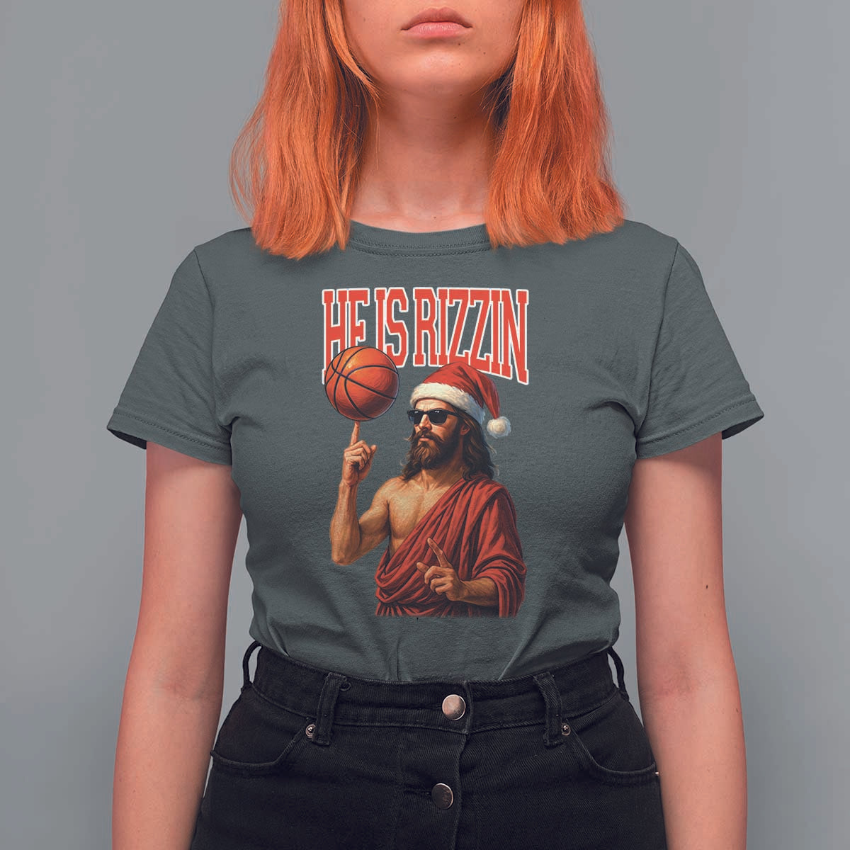 Jesus Basketball Christmas T Shirt For Women He Is Rizzin - Wonder Print Shop