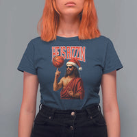 Jesus Basketball Christmas T Shirt For Women He Is Rizzin - Wonder Print Shop
