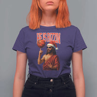 Jesus Basketball Christmas T Shirt For Women He Is Rizzin - Wonder Print Shop