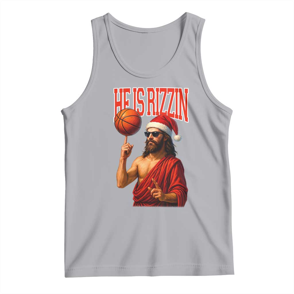 Jesus Basketball Christmas Tank Top He Is Rizzin - Wonder Print Shop