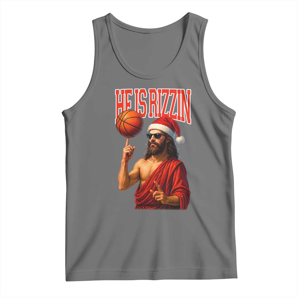 Jesus Basketball Christmas Tank Top He Is Rizzin - Wonder Print Shop