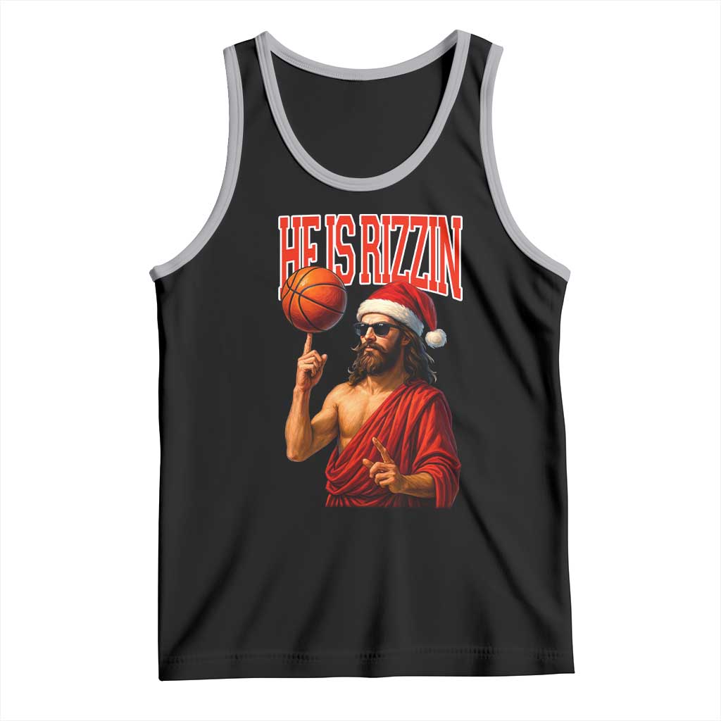 Jesus Basketball Christmas Tank Top He Is Rizzin - Wonder Print Shop