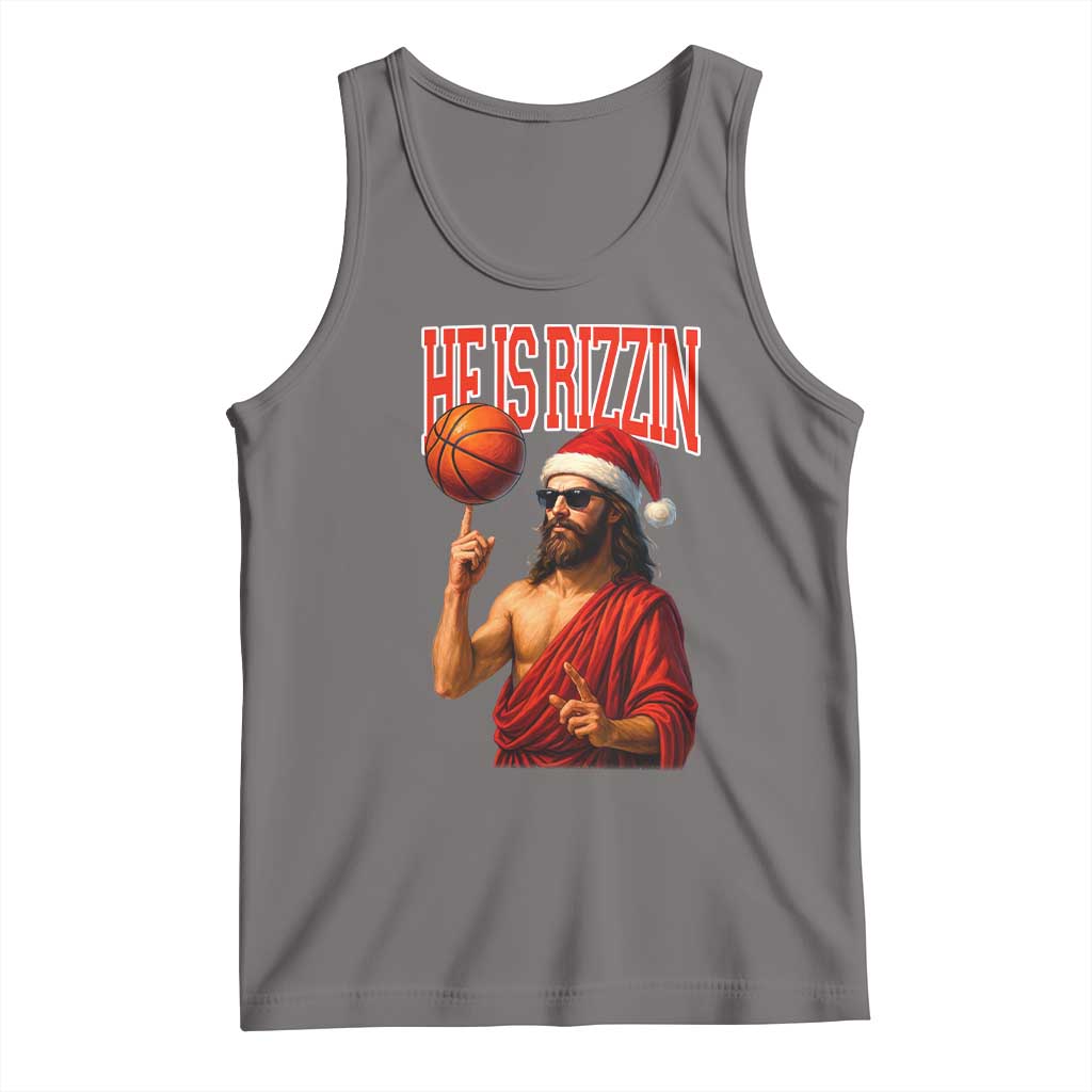 Jesus Basketball Christmas Tank Top He Is Rizzin - Wonder Print Shop