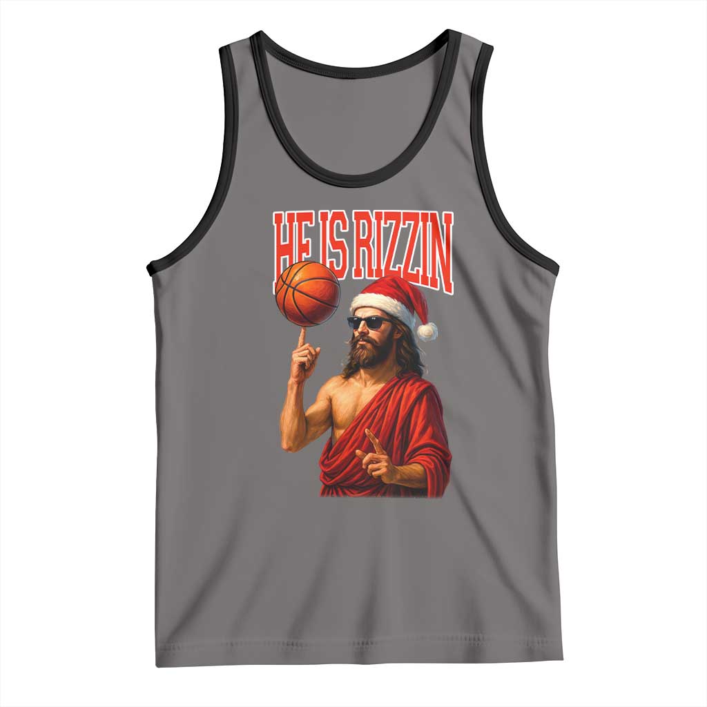 Jesus Basketball Christmas Tank Top He Is Rizzin - Wonder Print Shop