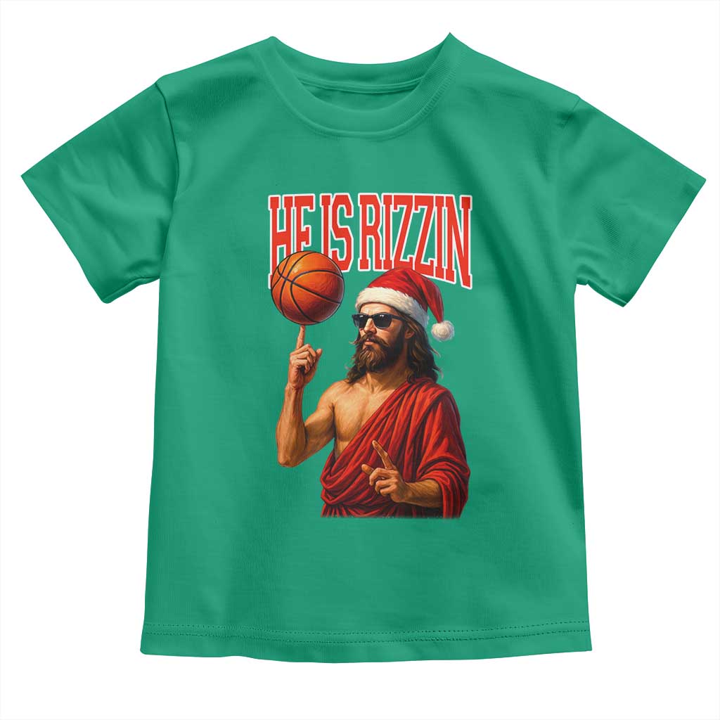 Jesus Basketball Christmas Toddler T Shirt He Is Rizzin - Wonder Print Shop