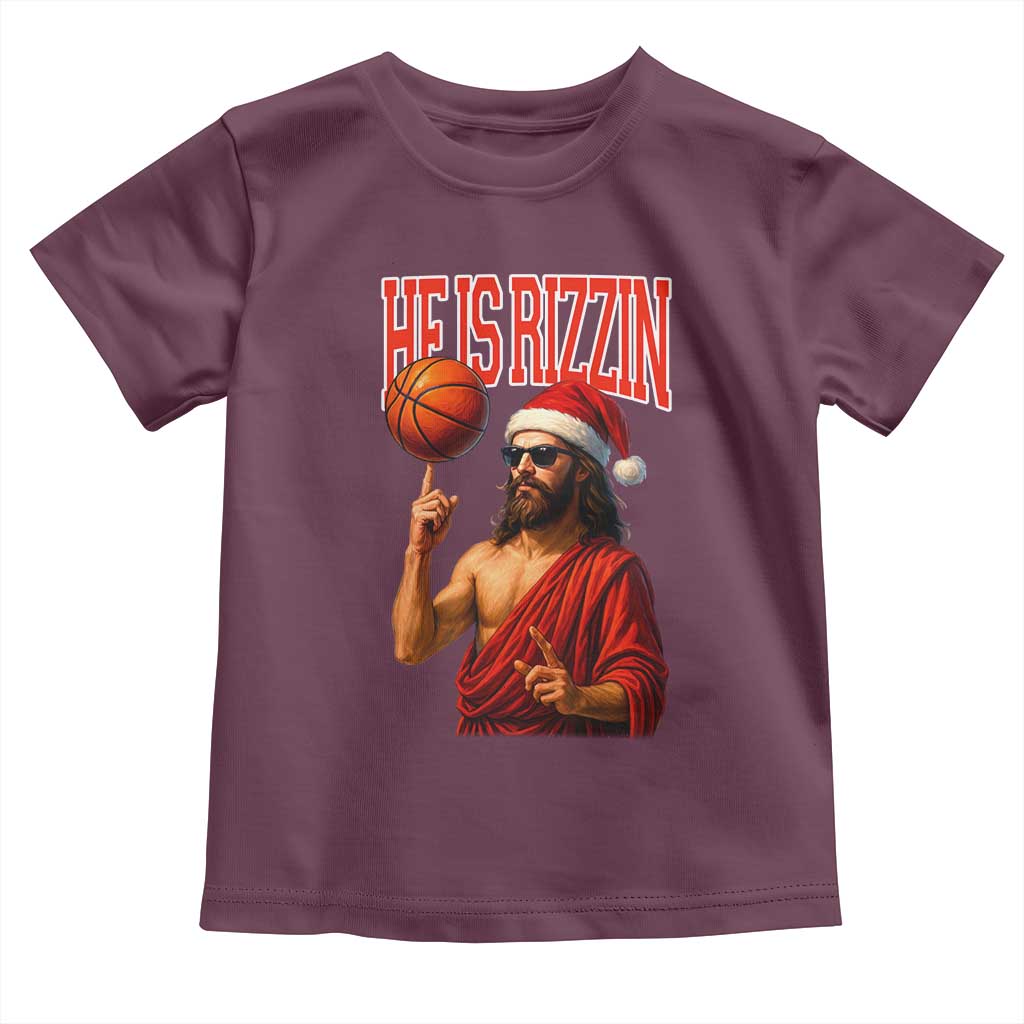 Jesus Basketball Christmas Toddler T Shirt He Is Rizzin - Wonder Print Shop