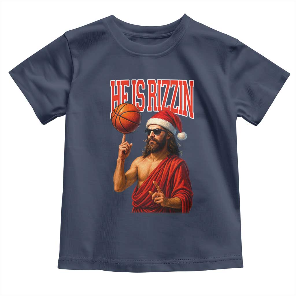 Jesus Basketball Christmas Toddler T Shirt He Is Rizzin - Wonder Print Shop