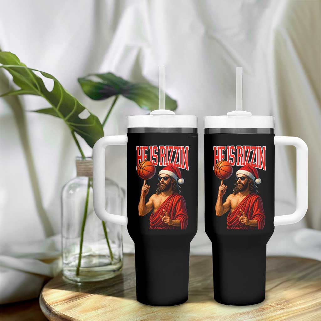 Jesus Basketball Christmas Tumbler With Handle He Is Rizzin - Wonder Print Shop
