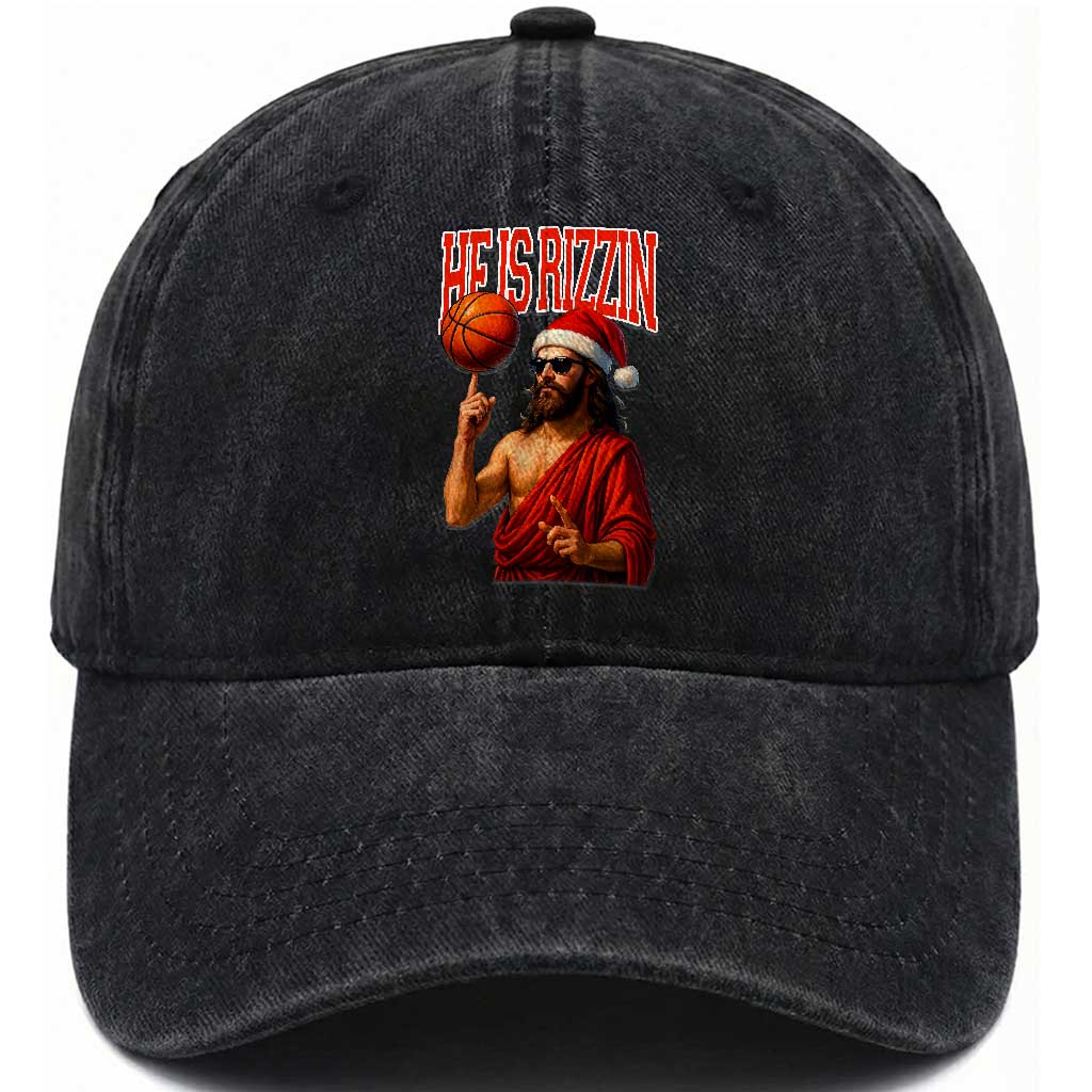 Jesus Basketball Christmas Washed Cotton Baseball Cap He Is Rizzin