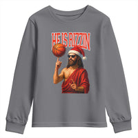 Jesus Basketball Christmas Youth Sweatshirt He Is Rizzin - Wonder Print Shop