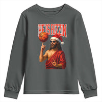 Jesus Basketball Christmas Youth Sweatshirt He Is Rizzin - Wonder Print Shop