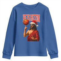 Jesus Basketball Christmas Youth Sweatshirt He Is Rizzin - Wonder Print Shop