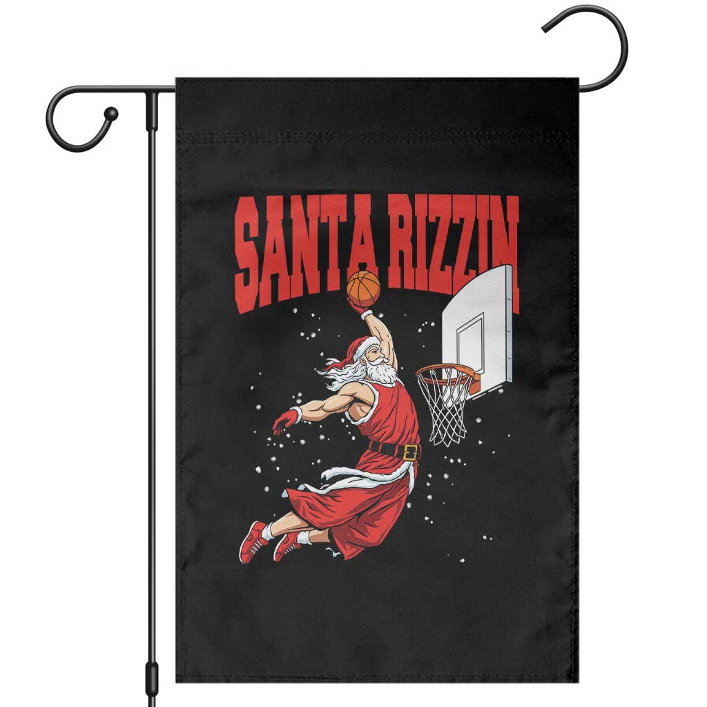 Santa Basketball Christmas Garden Flag He Is Rizzin - Wonder Print Shop