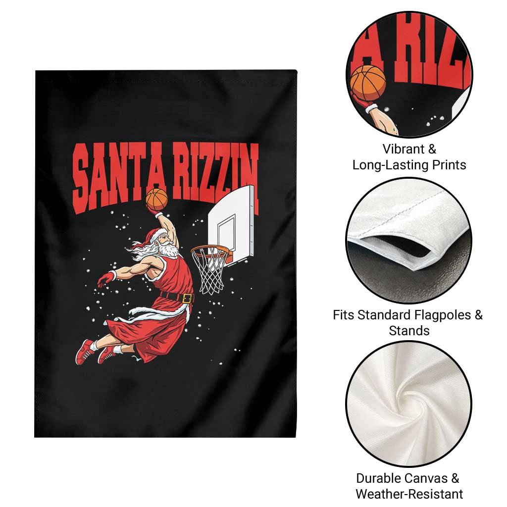Santa Basketball Christmas Garden Flag He Is Rizzin - Wonder Print Shop