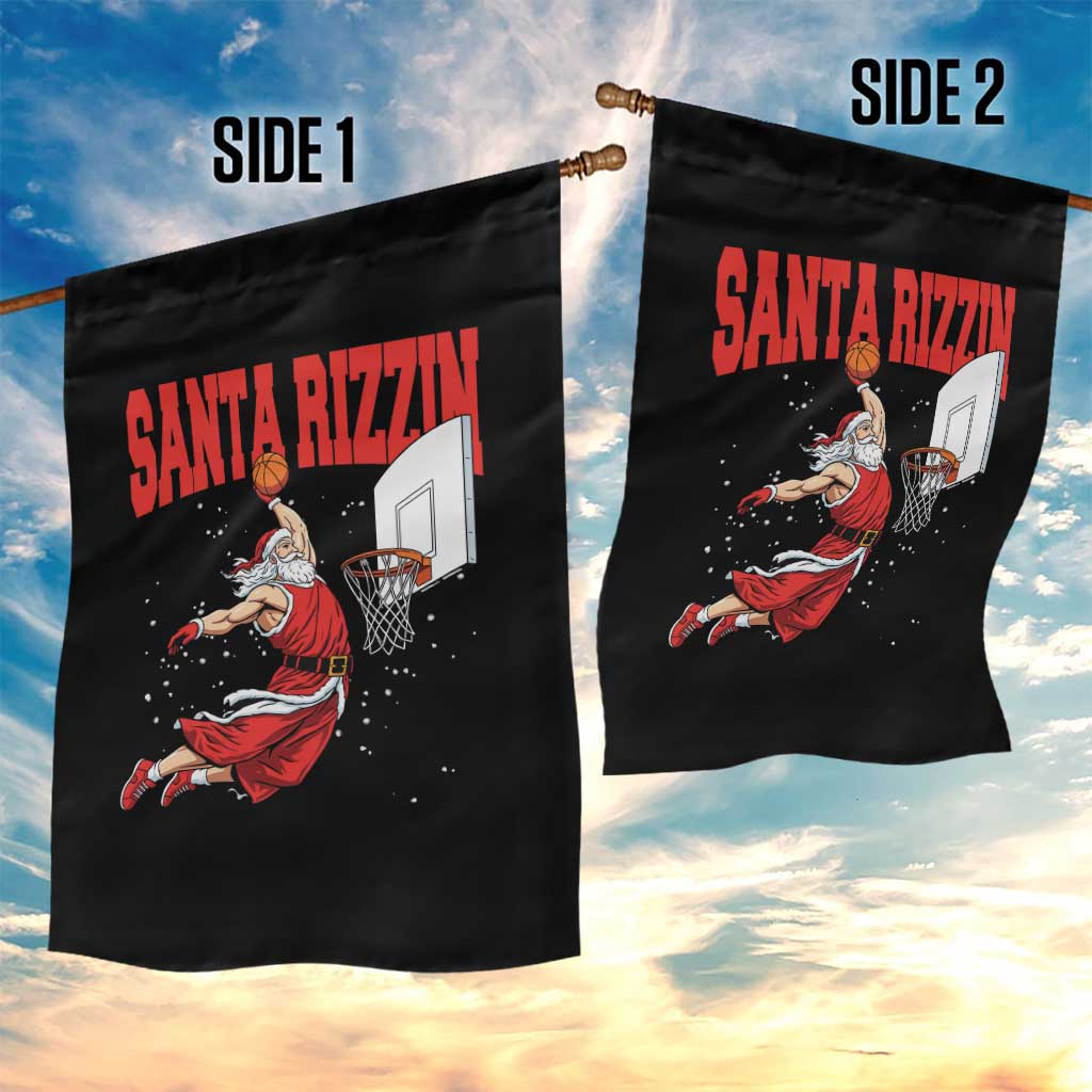 Santa Basketball Christmas Garden Flag He Is Rizzin - Wonder Print Shop
