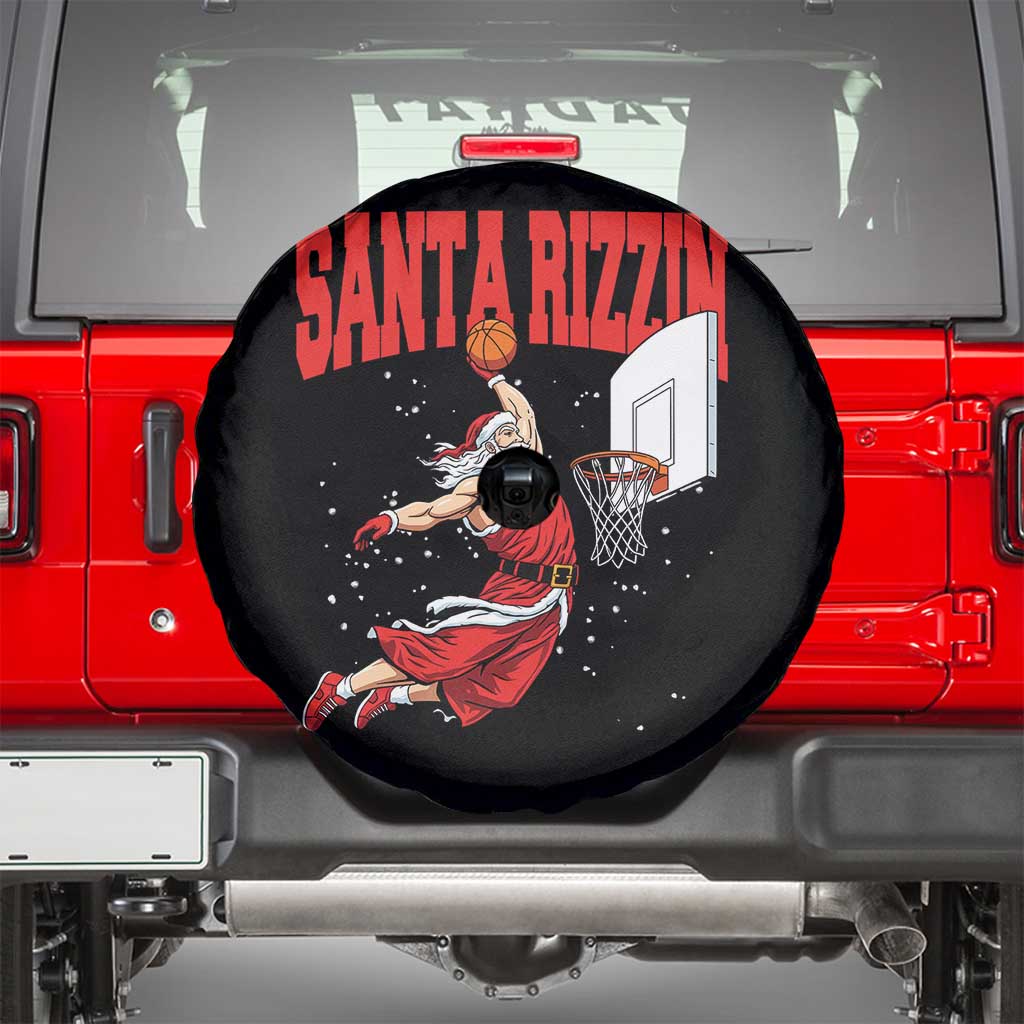 Santa Basketball Christmas Spare Tire Cover He Is Rizzin - Wonder Print Shop