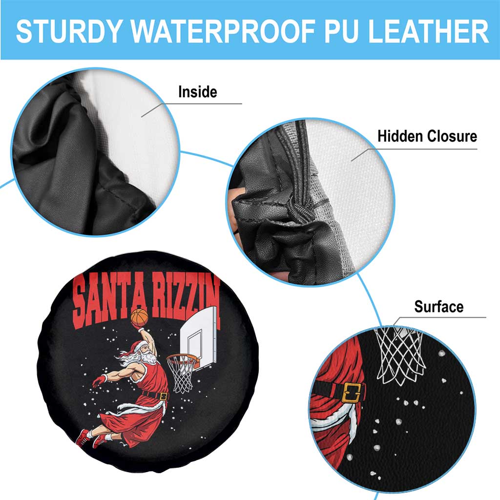 Santa Basketball Christmas Spare Tire Cover He Is Rizzin - Wonder Print Shop