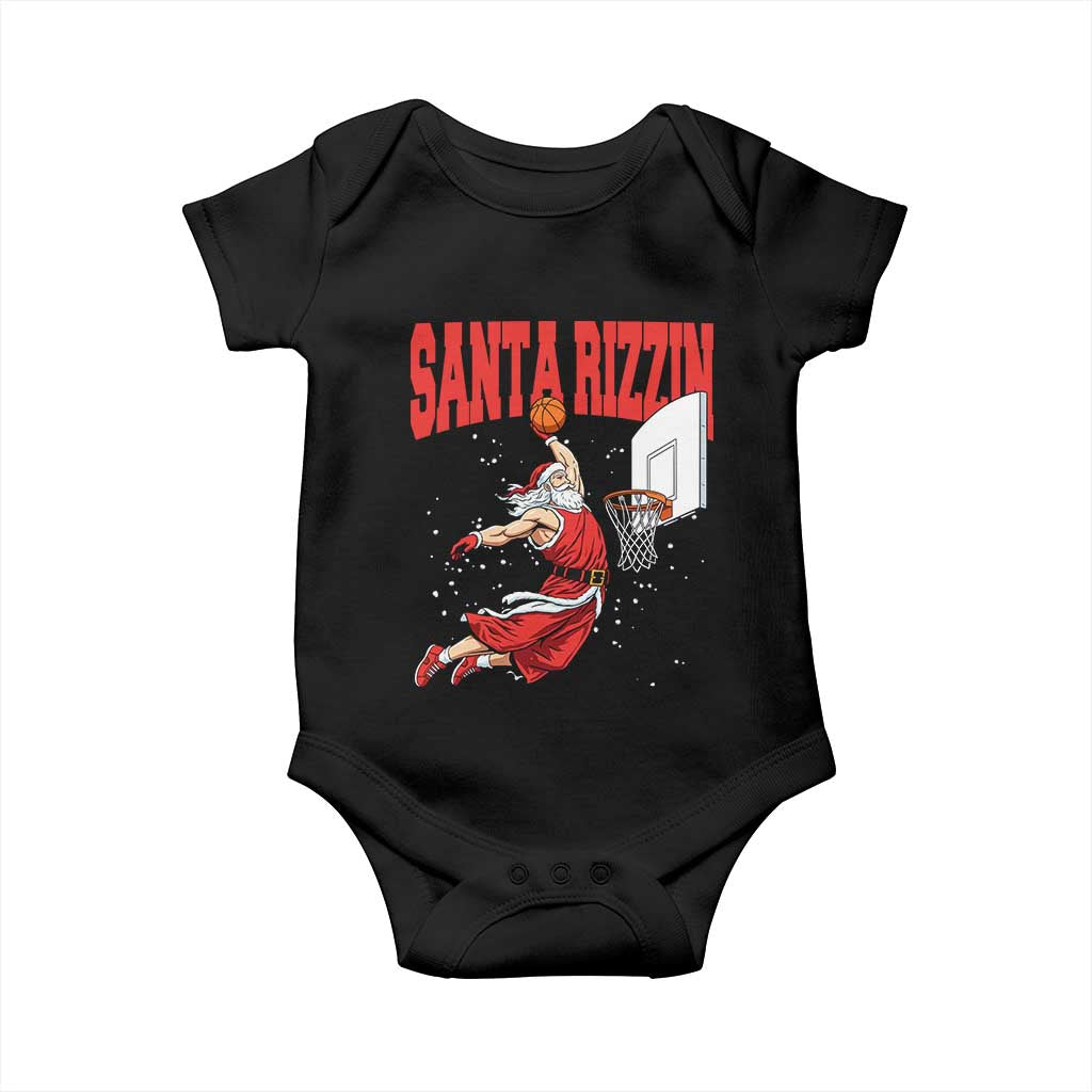 Santa Basketball Christmas Baby Onesie He Is Rizzin - Wonder Print Shop
