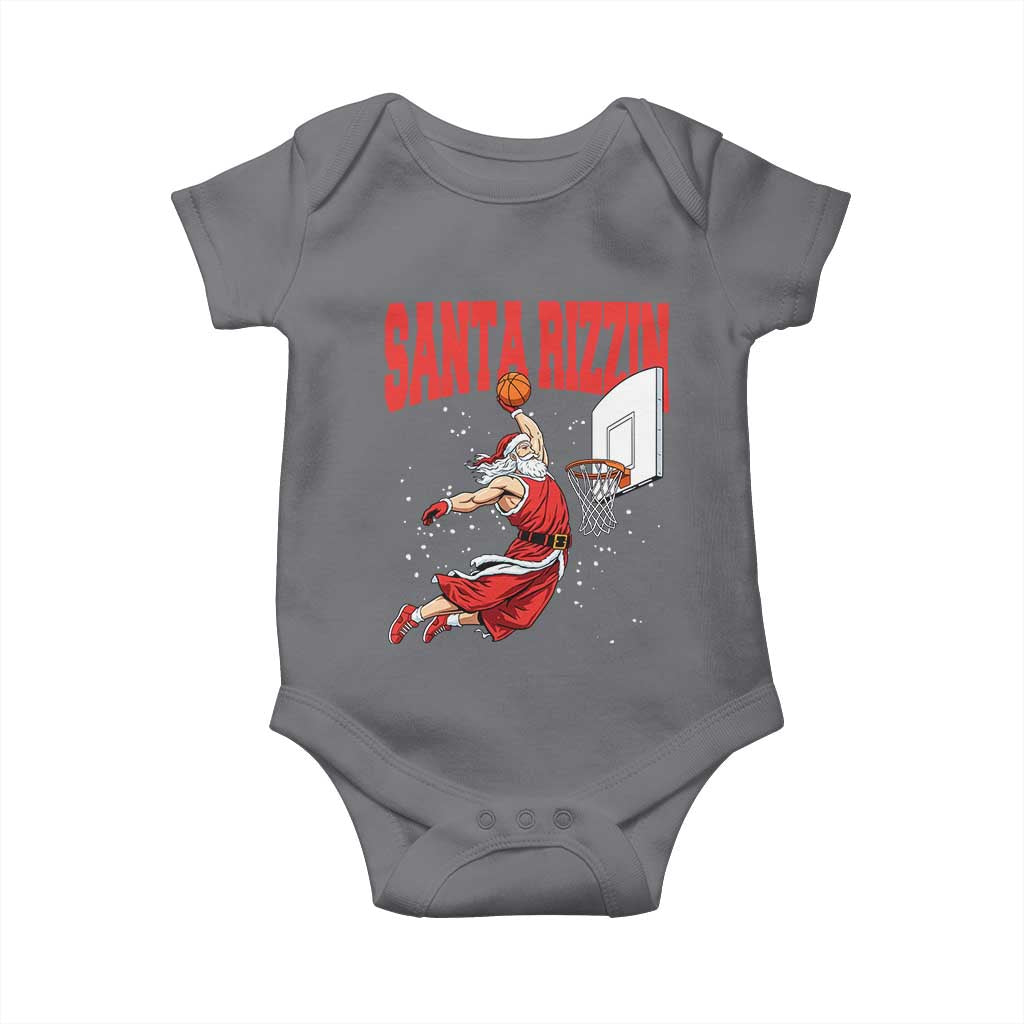 Santa Basketball Christmas Baby Onesie He Is Rizzin - Wonder Print Shop