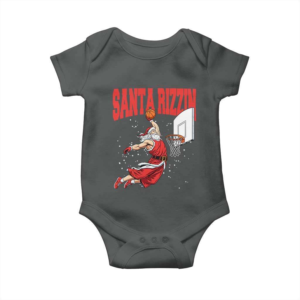 Santa Basketball Christmas Baby Onesie He Is Rizzin - Wonder Print Shop
