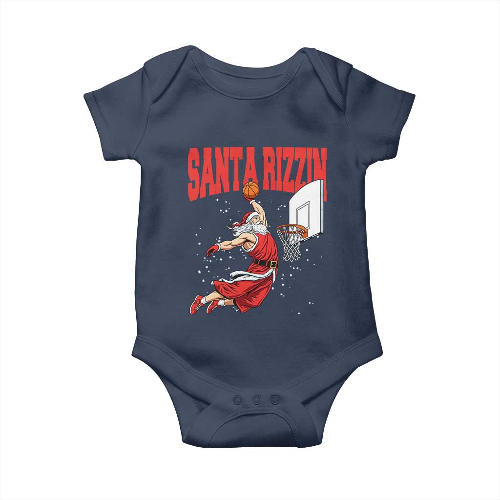 Santa Basketball Christmas Baby Onesie He Is Rizzin - Wonder Print Shop
