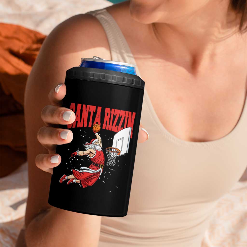 Santa Basketball Christmas 4 in 1 Can Cooler Tumbler He Is Rizzin - Wonder Print Shop