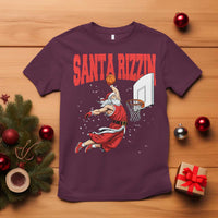 Santa Basketball Christmas T Shirt He Is Rizzin - Wonder Print Shop