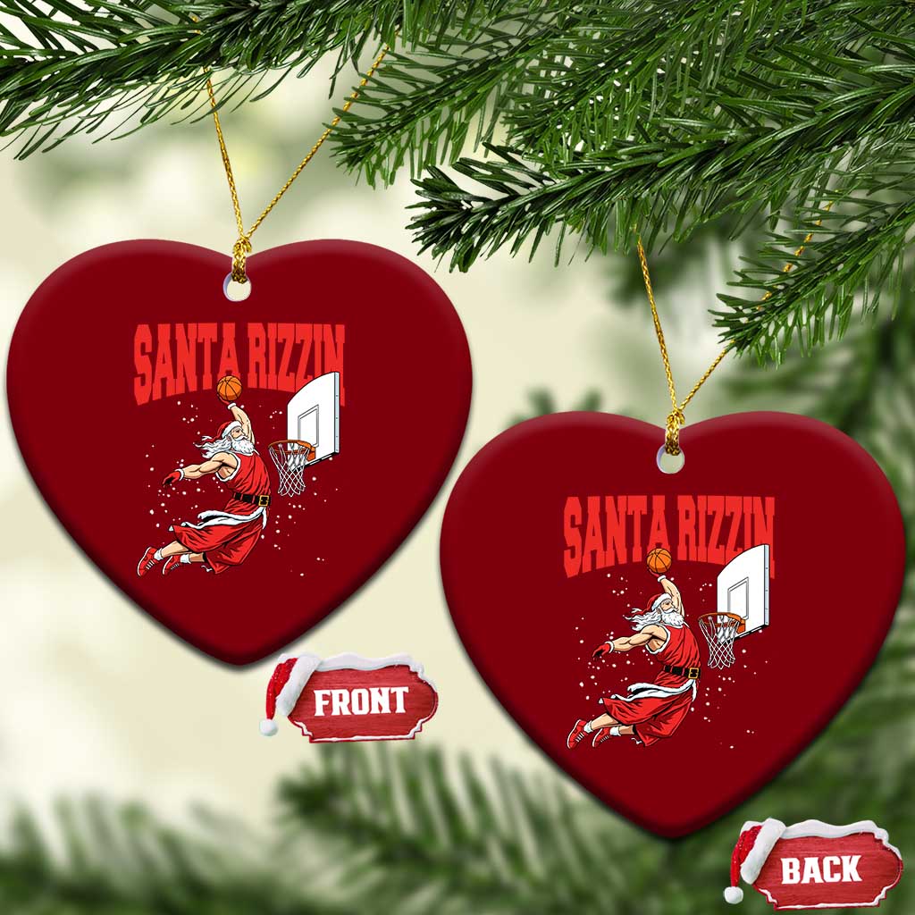 Santa Basketball Xmas Ceramic Ornament He Is Rizzin - Wonder Print Shop