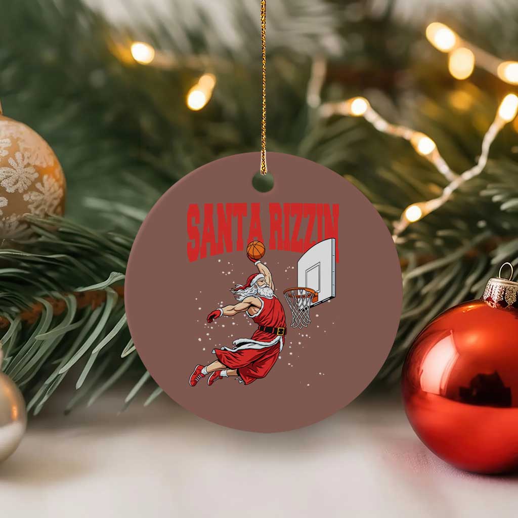 Santa Basketball Xmas Ceramic Ornament He Is Rizzin - Wonder Print Shop