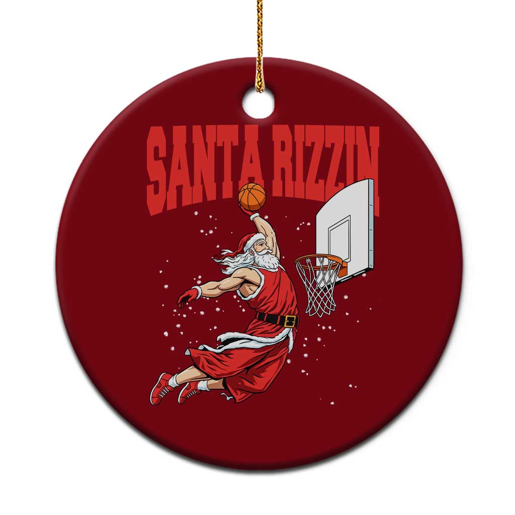 Santa Basketball Xmas Ceramic Ornament He Is Rizzin - Wonder Print Shop