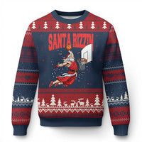 Santa Basketball Xmas Ugly Christmas Sweater He Is Rizzin - Wonder Print Shop