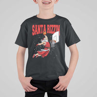 Santa Basketball Christmas T Shirt For Kid He Is Rizzin - Wonder Print Shop