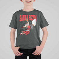 Santa Basketball Christmas T Shirt For Kid He Is Rizzin - Wonder Print Shop