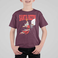 Santa Basketball Christmas T Shirt For Kid He Is Rizzin - Wonder Print Shop