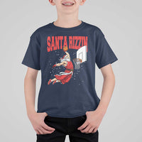 Santa Basketball Christmas T Shirt For Kid He Is Rizzin - Wonder Print Shop