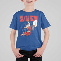Santa Basketball Christmas T Shirt For Kid He Is Rizzin - Wonder Print Shop