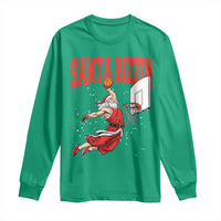 Santa Basketball Christmas Long Sleeve Shirt He Is Rizzin - Wonder Print Shop