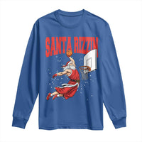 Santa Basketball Christmas Long Sleeve Shirt He Is Rizzin - Wonder Print Shop